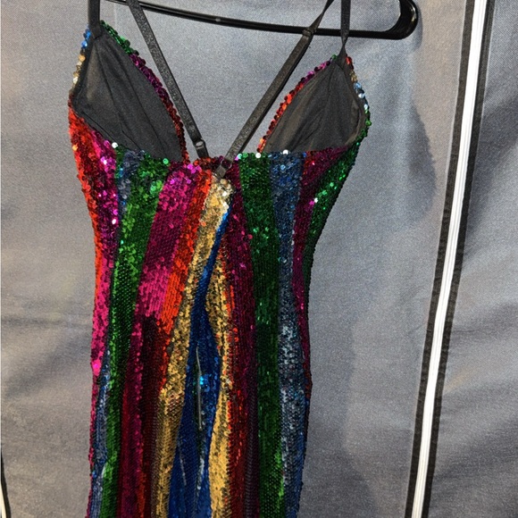 Multicolor Sequin Striped Dress - Picture 3 of 3